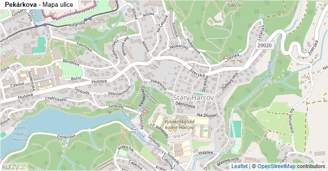 Pekárkova - mapa ulice