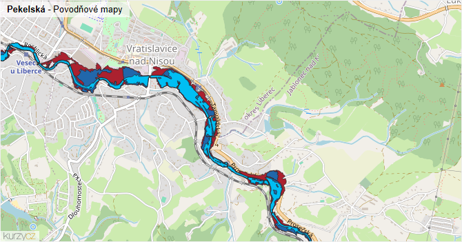 Pekelská - záplavové mapy stoleté vody