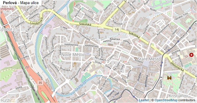Perlová - mapa ulice
