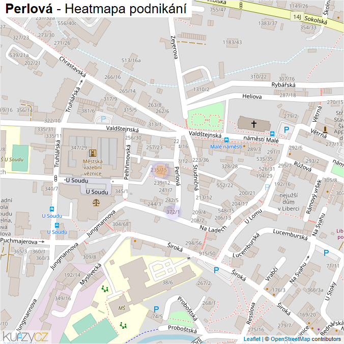 Mapa Perlová - Firmy v ulici.