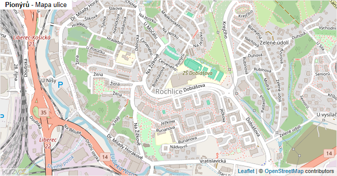 Pionýrů - mapa ulice