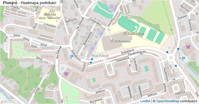 Pionýrů - mapa podnikání