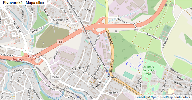 Pivovarská - mapa ulice