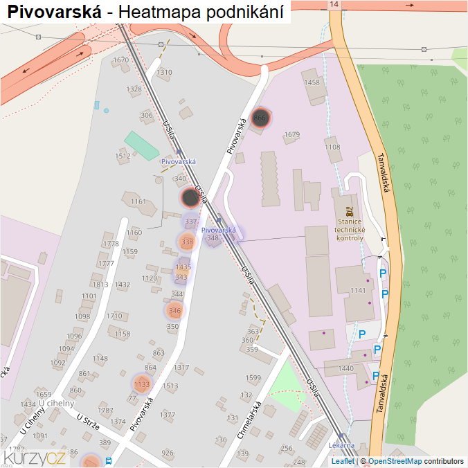 Mapa Pivovarská - Firmy v ulici.