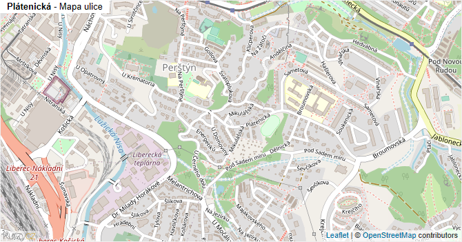 Plátenická - mapa ulice