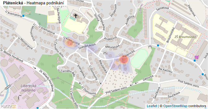 Plátenická - mapa podnikání