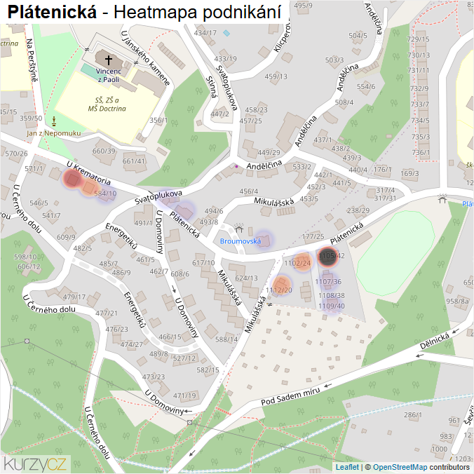 Mapa Plátenická - Firmy v ulici.