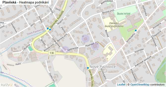 Plzeňská - mapa podnikání