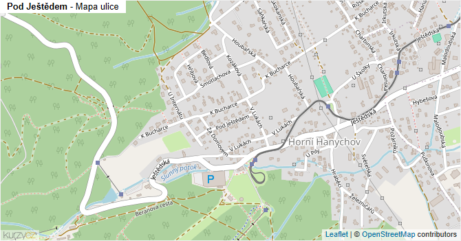 Pod Ještědem - mapa ulice