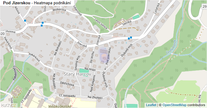 Pod Jizerskou - mapa podnikání