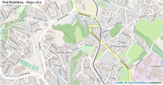 Pod Rušičkou - mapa ulice