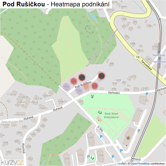 Mapa Pod Rušičkou - Firmy v ulici.