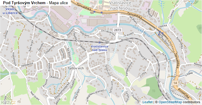 Pod Tyršovým Vrchem - mapa ulice