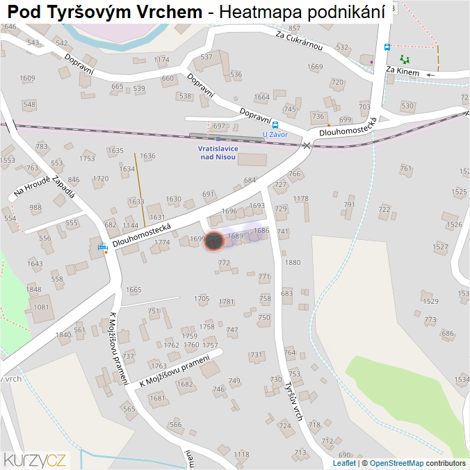 Mapa Pod Tyršovým Vrchem - Firmy v ulici.
