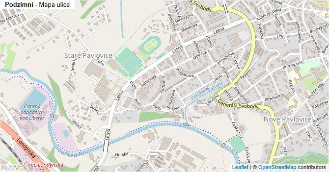 Podzimní - mapa ulice