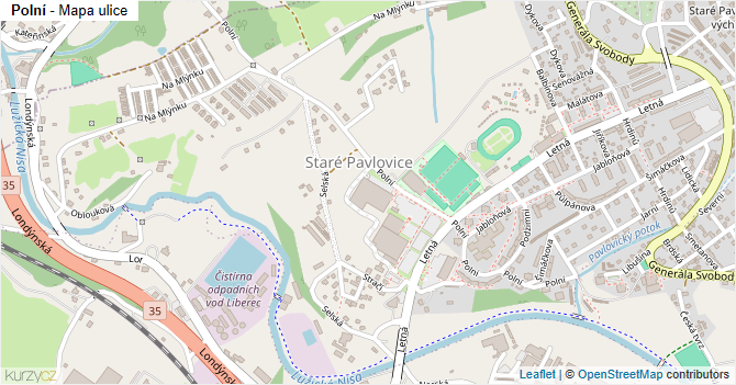 Polní - mapa ulice