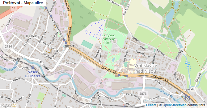 Poštovní - mapa ulice