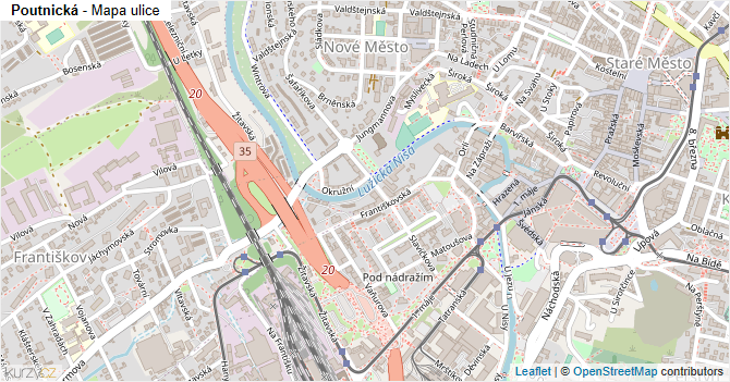 Poutnická - mapa ulice