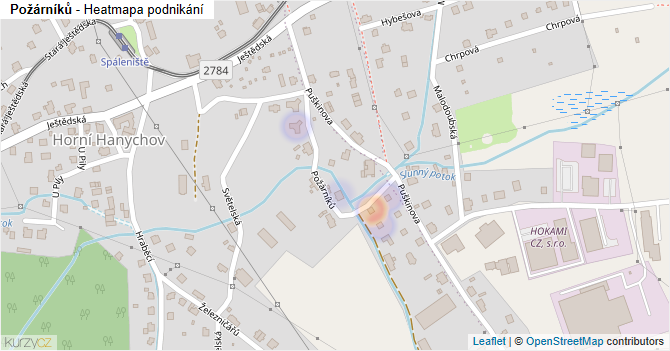 Požárníků - mapa podnikání
