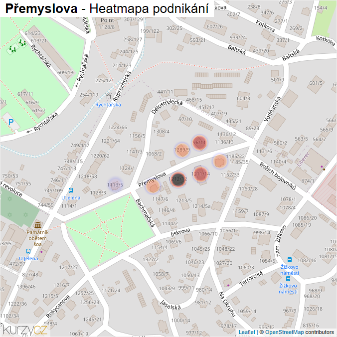 Mapa Přemyslova - Firmy v ulici.