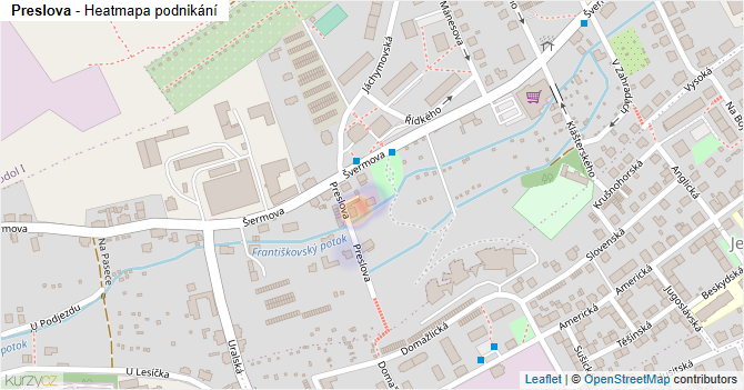 Preslova - mapa podnikání