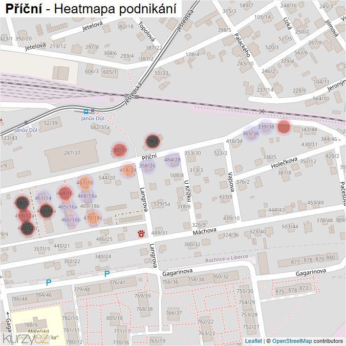 Mapa Příční - Firmy v ulici.