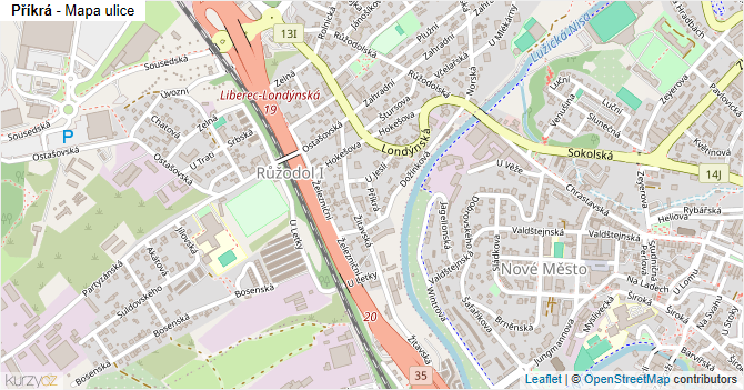 Příkrá - mapa ulice