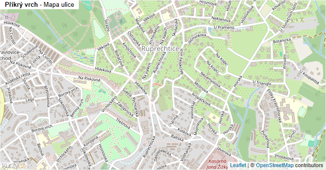 Příkrý vrch - mapa ulice