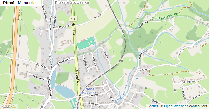 Přímá - mapa ulice