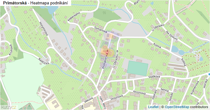 Primátorská - mapa podnikání