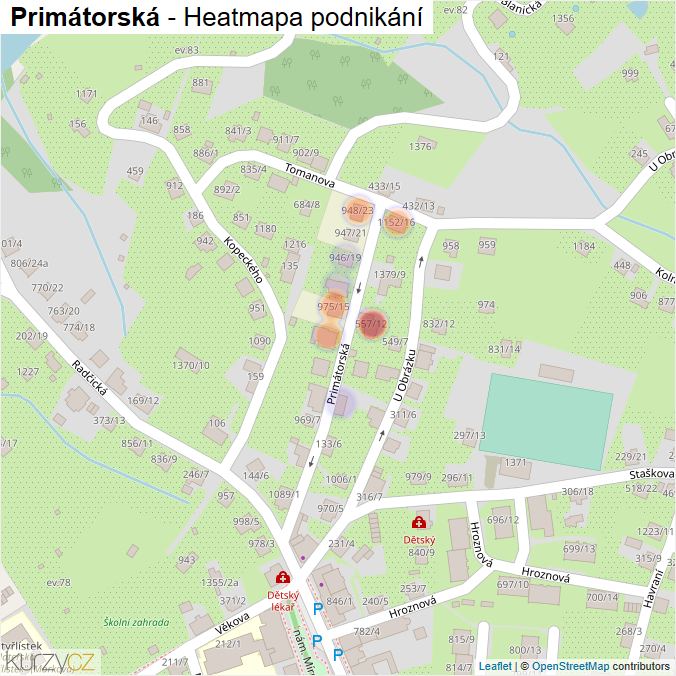 Mapa Primátorská - Firmy v ulici.