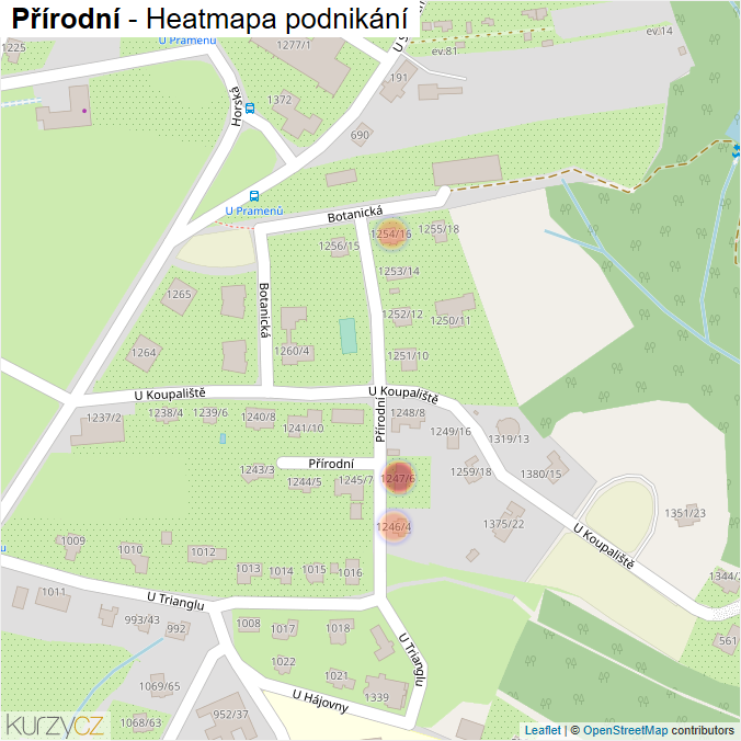 Mapa Přírodní - Firmy v ulici.