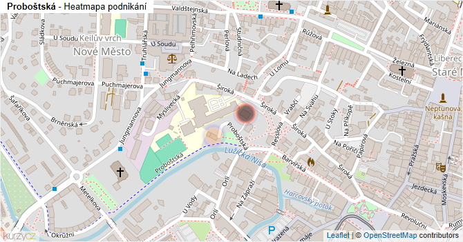 Proboštská - mapa podnikání