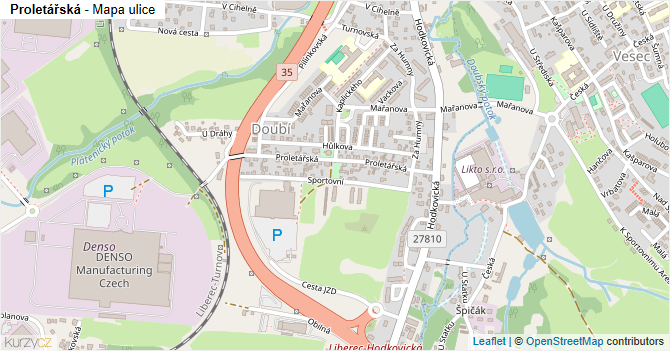Proletářská - mapa ulice