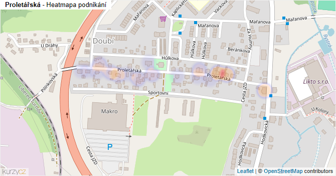 Proletářská - mapa podnikání