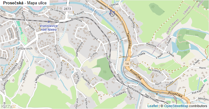 Prosečská - mapa ulice