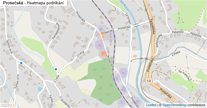 Prosečská - mapa podnikání