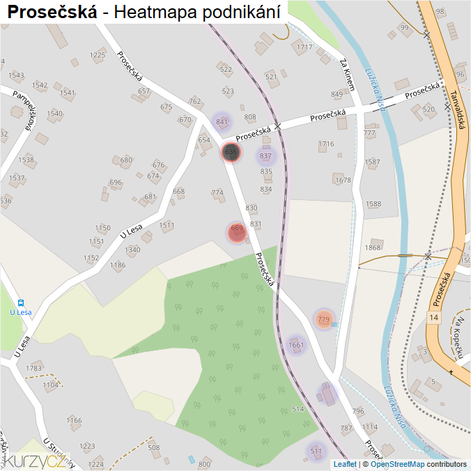 Mapa Prosečská - Firmy v ulici.