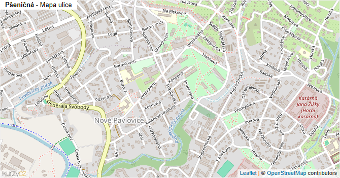 Pšeničná - mapa ulice