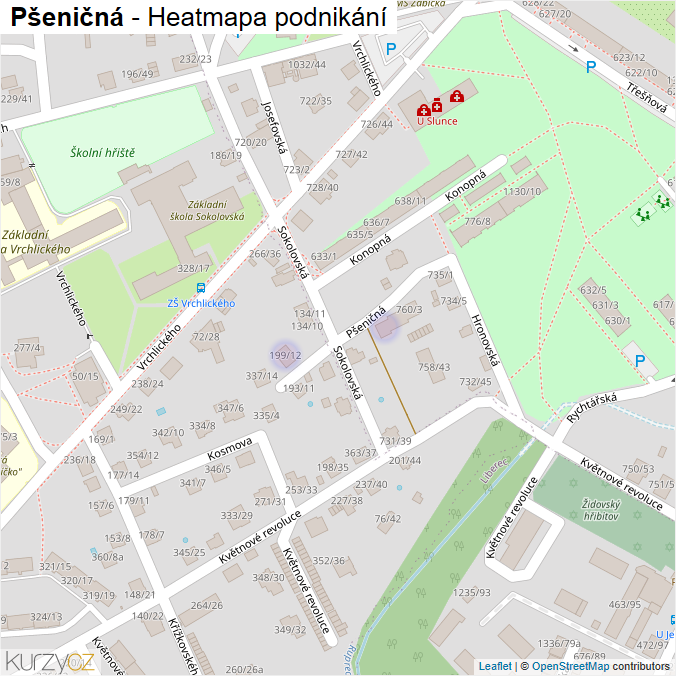 Mapa Pšeničná - Firmy v ulici.