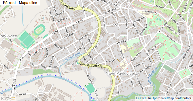 Pštrosí - mapa ulice
