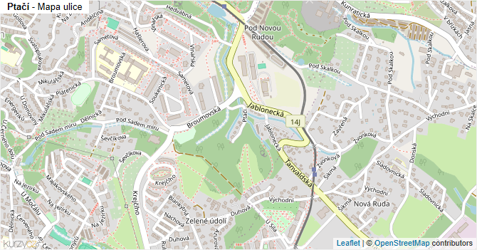 Ptačí - mapa ulice