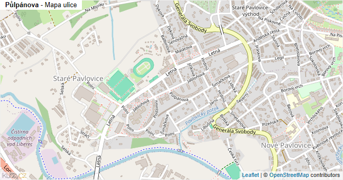 Půlpánova - mapa ulice