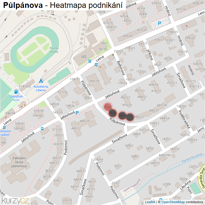 Mapa Půlpánova - Firmy v ulici.