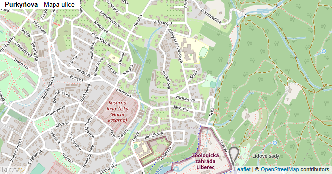 Purkyňova - mapa ulice