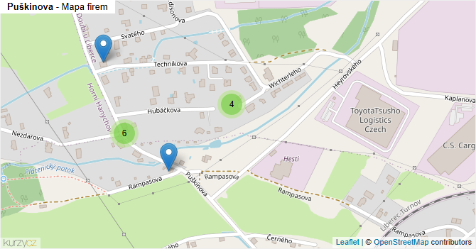 Puškinova - mapa firem