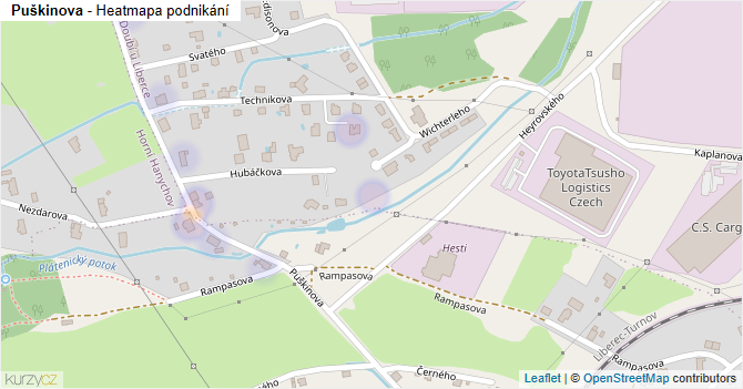 Puškinova - mapa podnikání