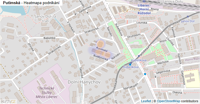 Putimská - mapa podnikání