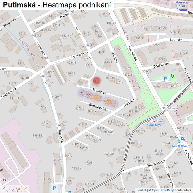 Mapa Putimská - Firmy v ulici.