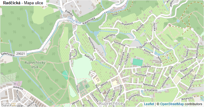 Radčická - mapa ulice